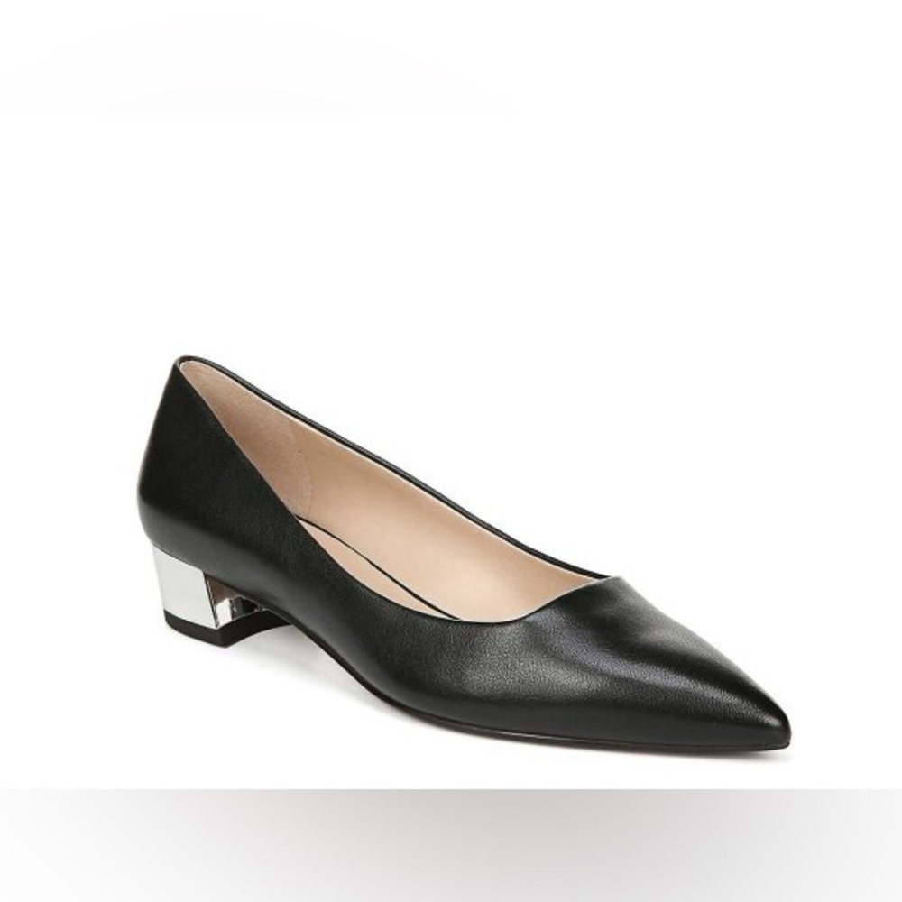 Franco Sarto "Vincenza" Leather Pumps w/Chrome Heels 9.5 old money chic retro